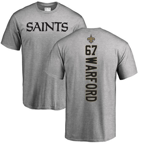 Men New Orleans Saints Ash Larry Warford Backer NFL Football #67 T Shirt